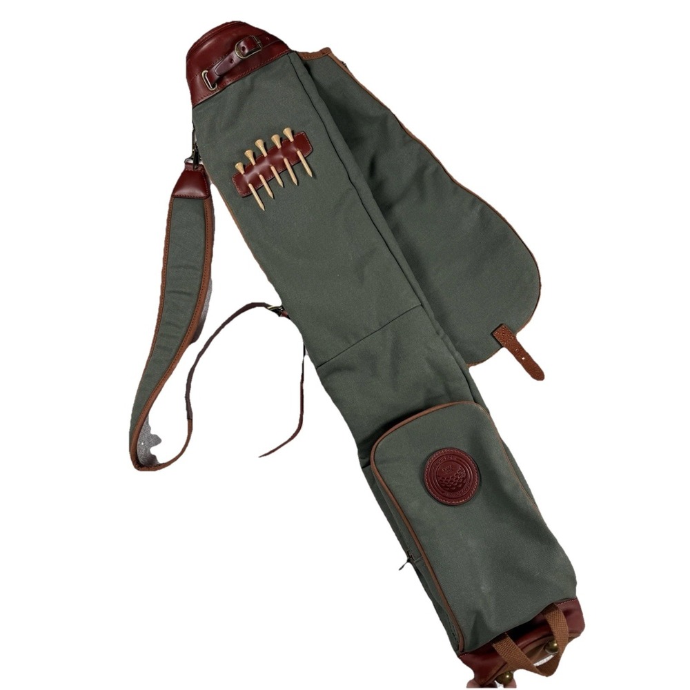 TOURBON Vintage Canvas Golf Club Bag Sunday Travel Carrier Bag
